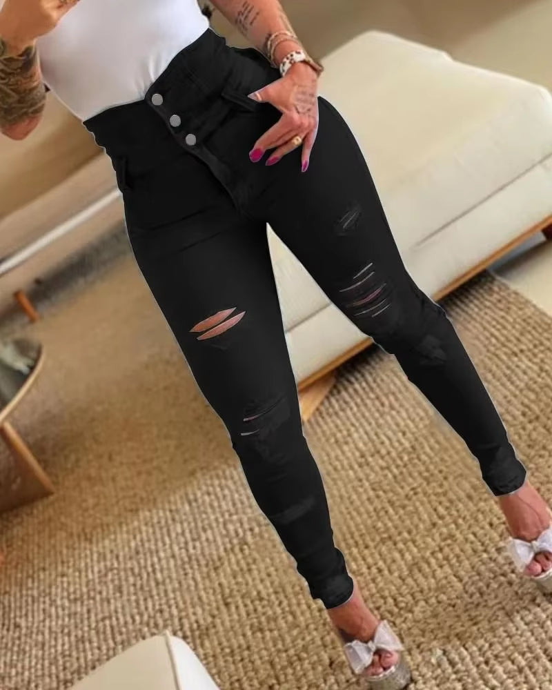 Women’s High-Waist Pencil Jeans – Bodycon Casual Denim Pants for Everyday Chic