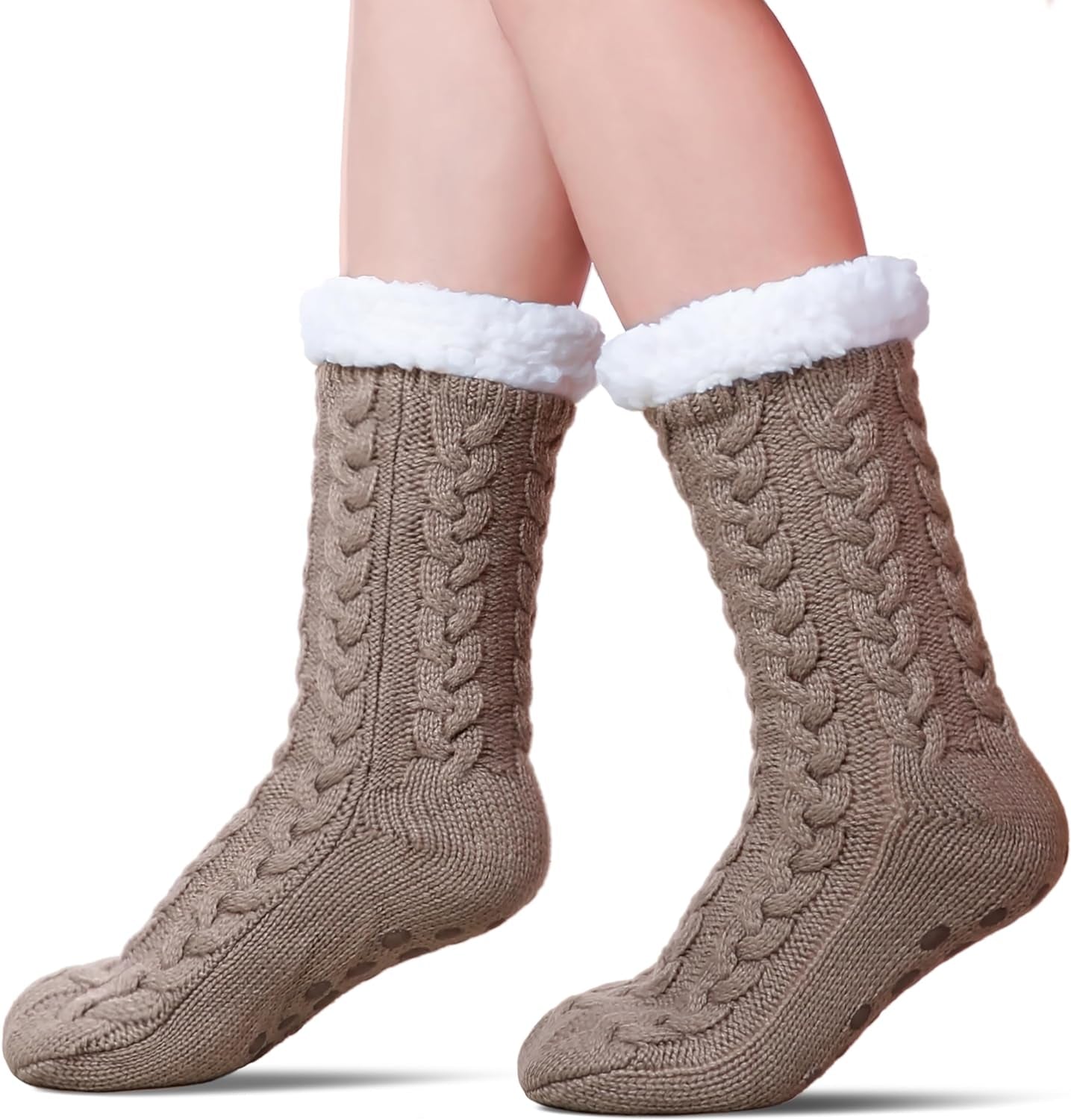 Women’s Fleece-Lined Non-Slip Slipper Socks – Warm & Cozy Winter Essential