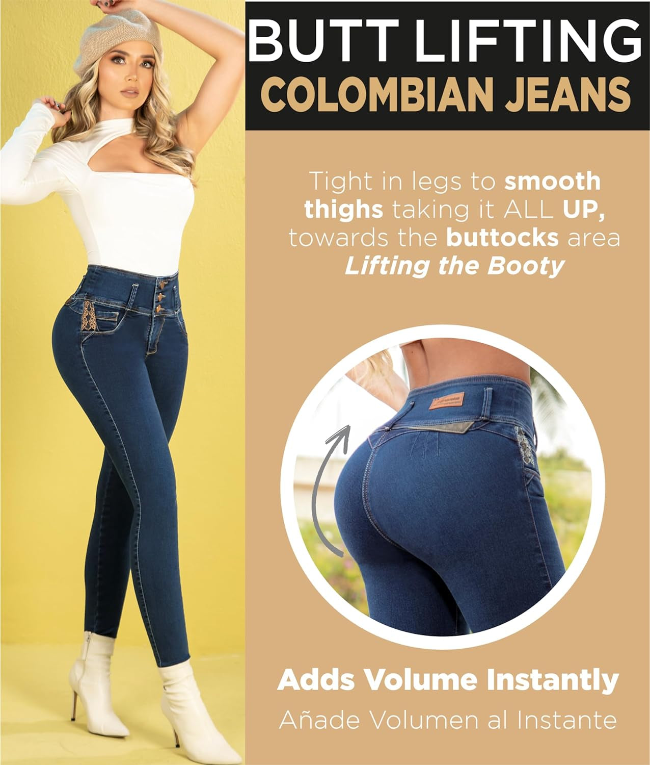 "High Waist Butt Lifting Colombian Stretch Jeans - Women's Skinny Jeans"