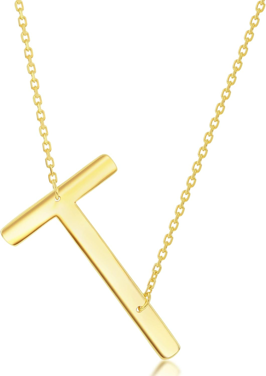 Sideways Initial Necklaces for Women