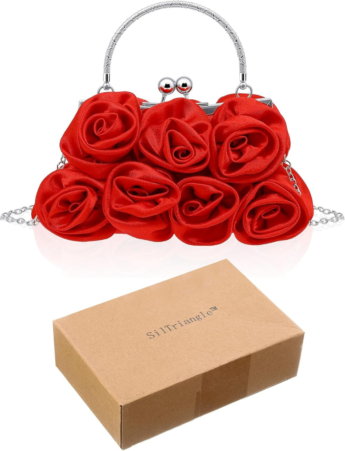 Women Roses Satin Clutches Purses Floral Evening Handbag Clutch Purses for Women Gift for Mom