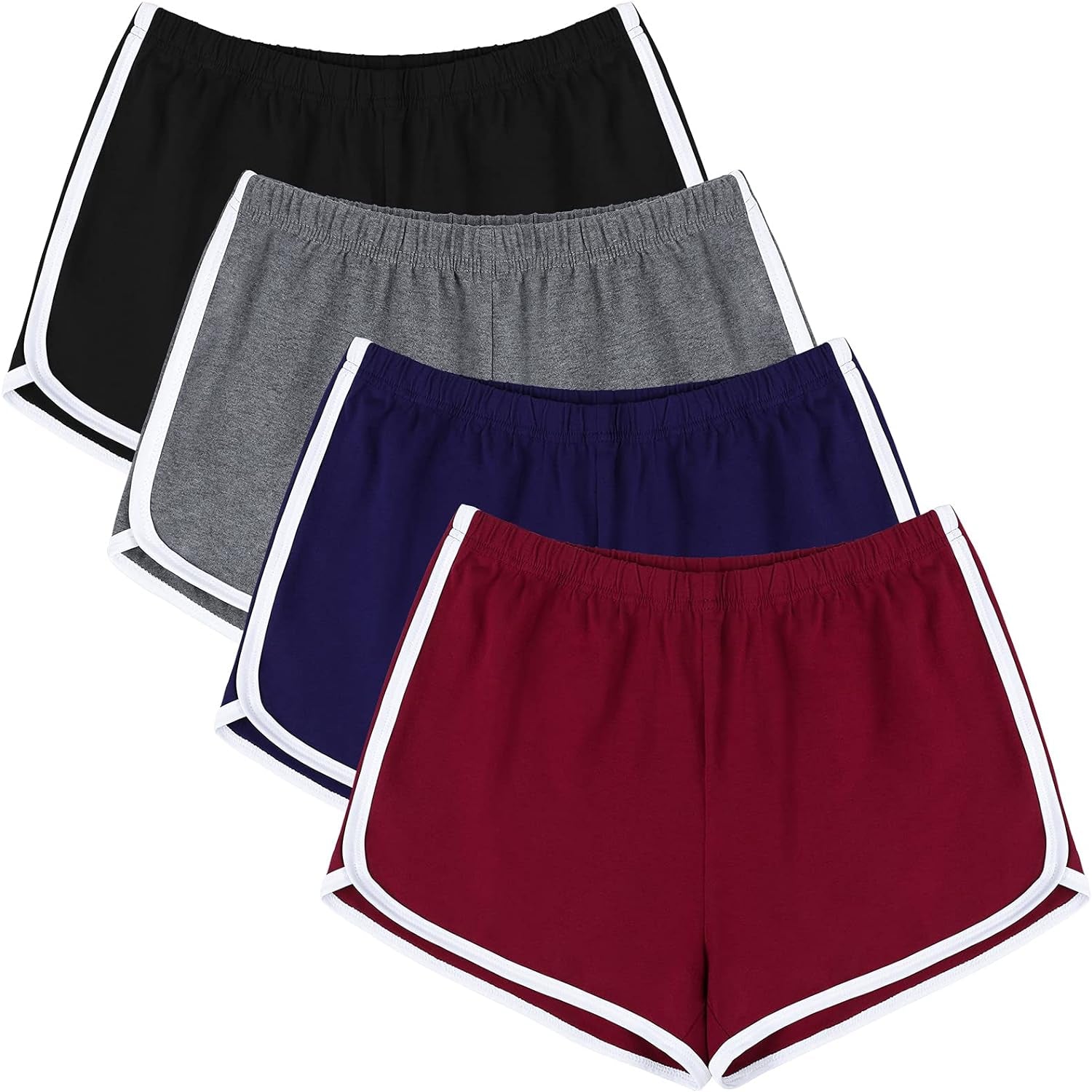 4-Pack Women’s Athletic Cotton Lounge Shorts