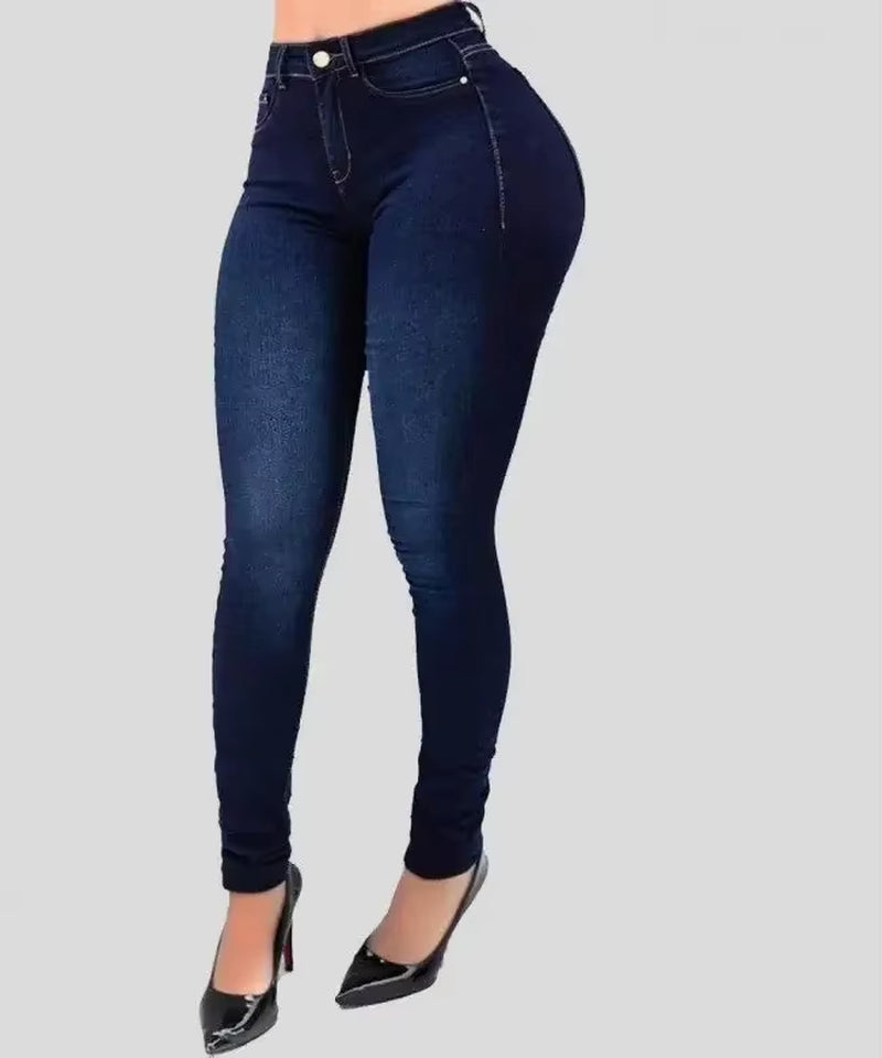 Women’s High-Waist Elastic Jean Leggings – Slim Pencil Pants for Office & Casual Wear