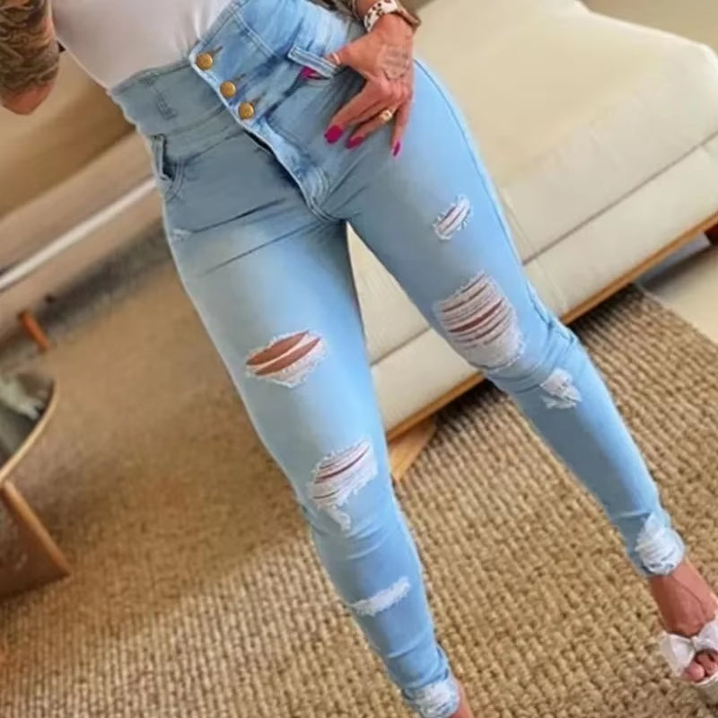 Women’s High-Waist Pencil Jeans – Bodycon Casual Denim Pants for Everyday Chic