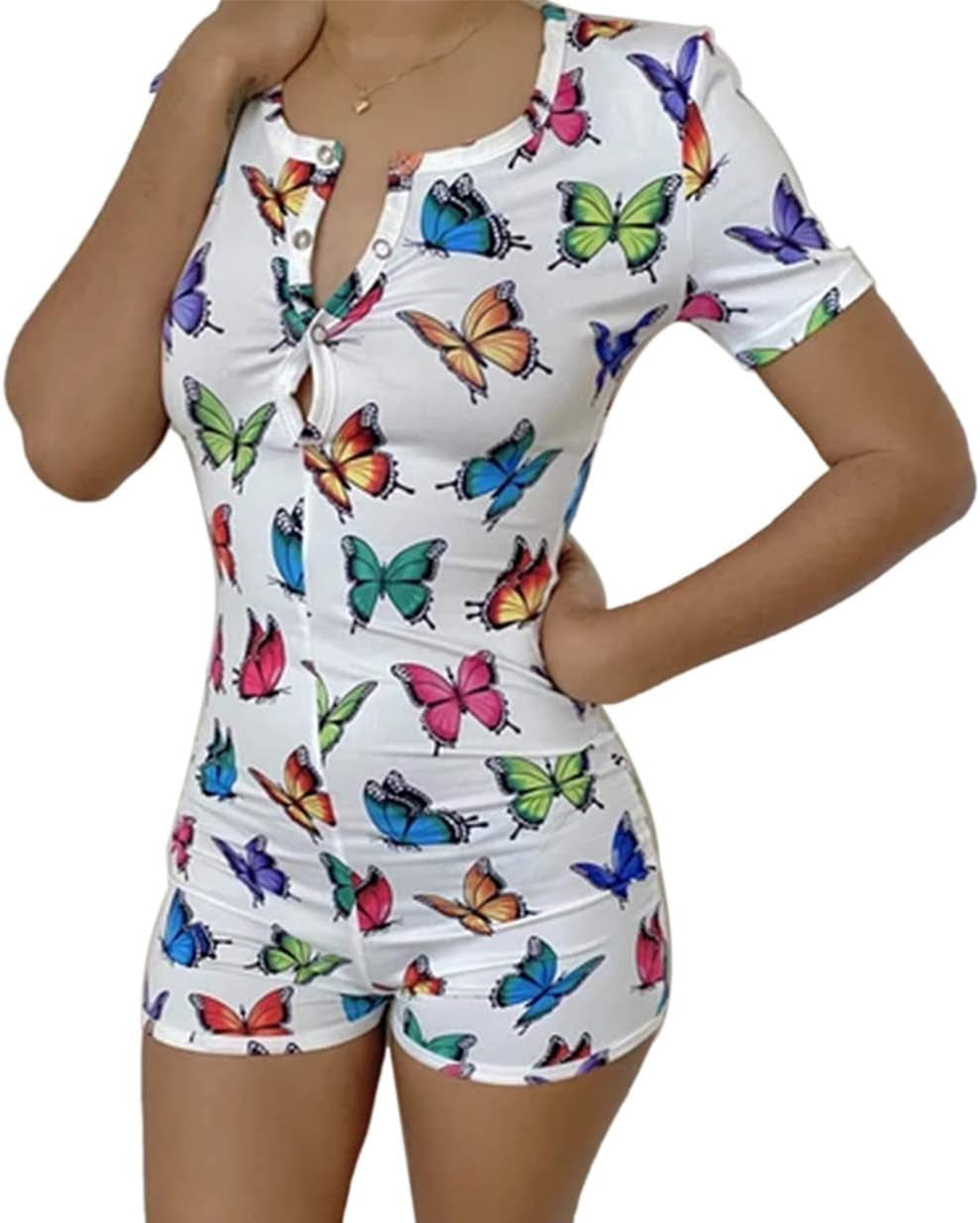 Floral Vibes Bodycon Romper: Short Sleeve One-Piece Jumpsuit