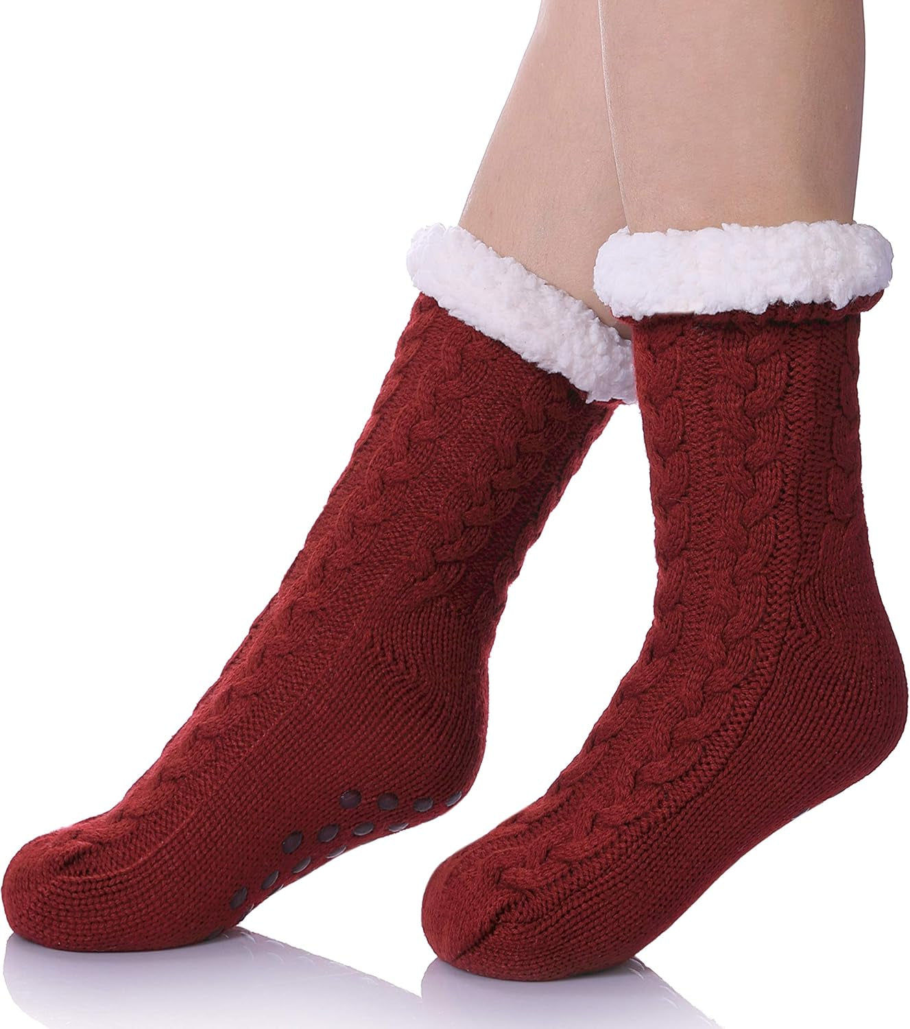 Women’s Fleece-Lined Non-Slip Slipper Socks – Warm & Cozy Winter Essential