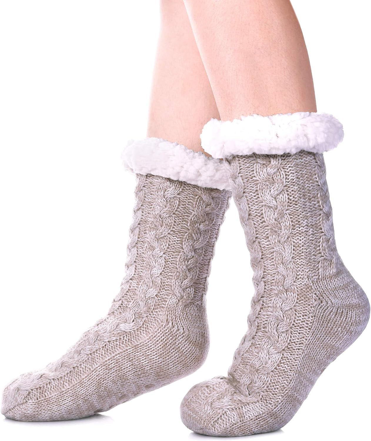 Women’s Fleece-Lined Non-Slip Slipper Socks – Warm & Cozy Winter Essential