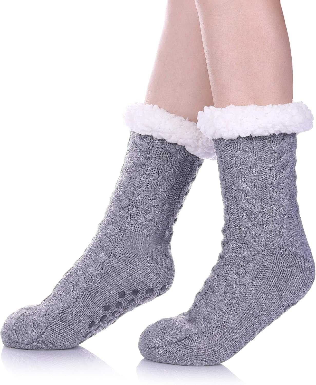 Women’s Fleece-Lined Non-Slip Slipper Socks – Warm & Cozy Winter Essential