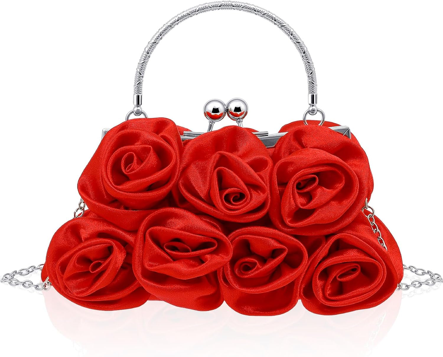 Women Roses Satin Clutches Purses Floral Evening Handbag Clutch Purses for Women Gift for Mom