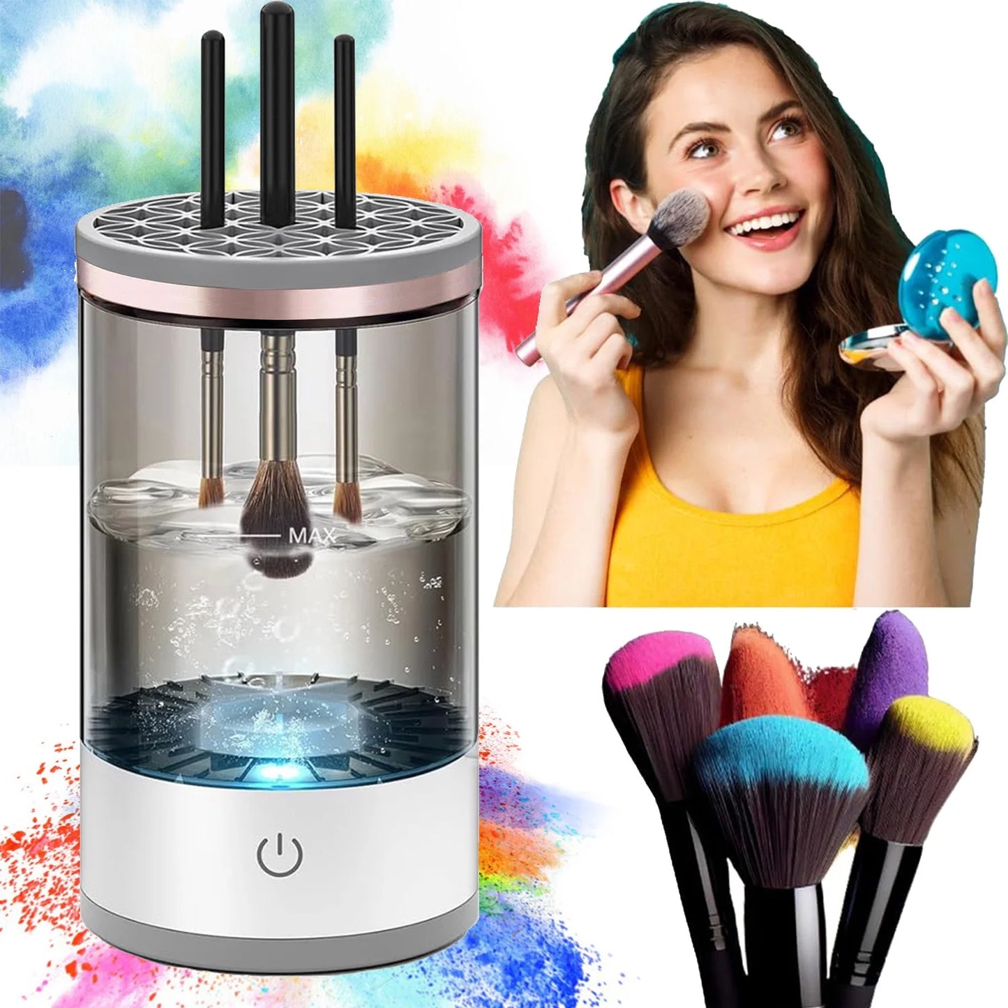 Automatic Makeup Brush Cleaner: Electric Spinner for All Brush Sizes