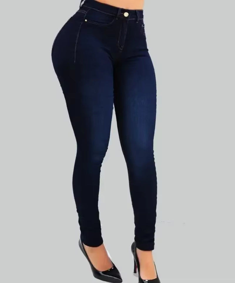 Women’s High-Waist Elastic Jean Leggings – Slim Pencil Pants for Office & Casual Wear