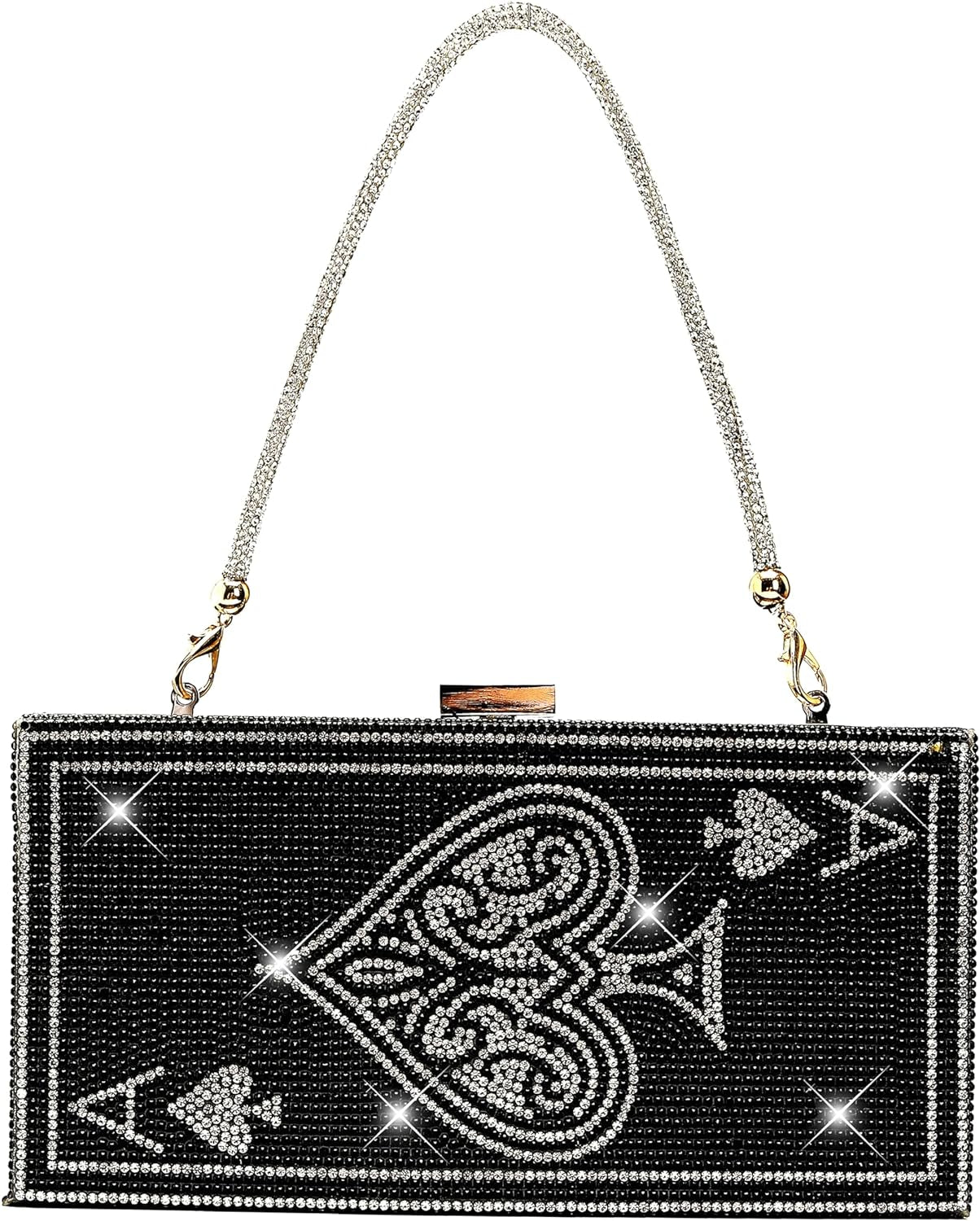 Poker Card Queen Evening Bags and Clutches Ace of Spades Diamond Bling Rhinestone Women Evening Handbags Purse