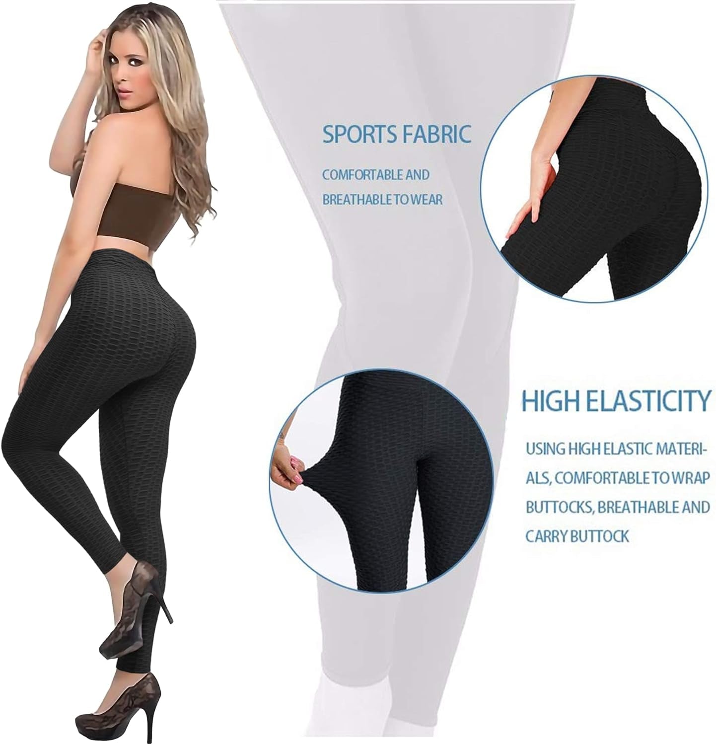 Butt Lifting anti Cellulite Leggings for Women High Waisted Yoga Pants Workout Tummy Control Sport Tights