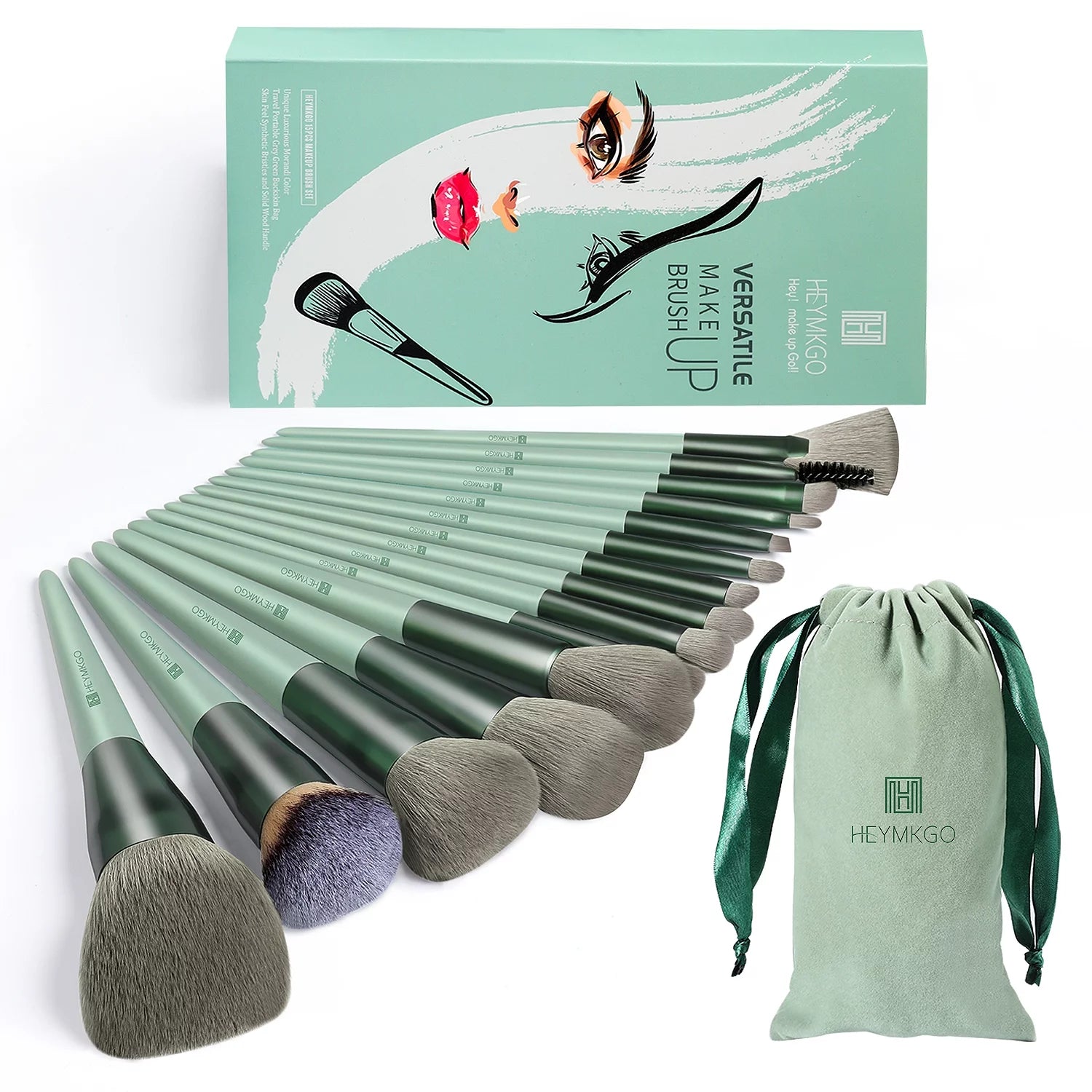 15-Piece Premium Makeup Brush Set with Synthetic Bristles