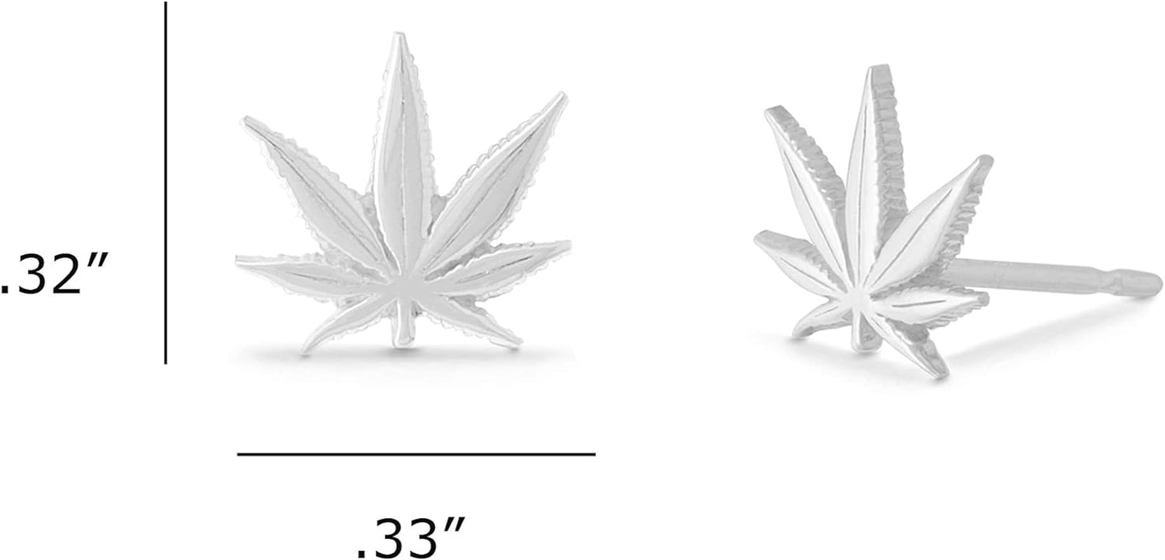 Jewlery Sterling Silver Marijuana Pot Weed Cannabis Leaf Stud Earrings