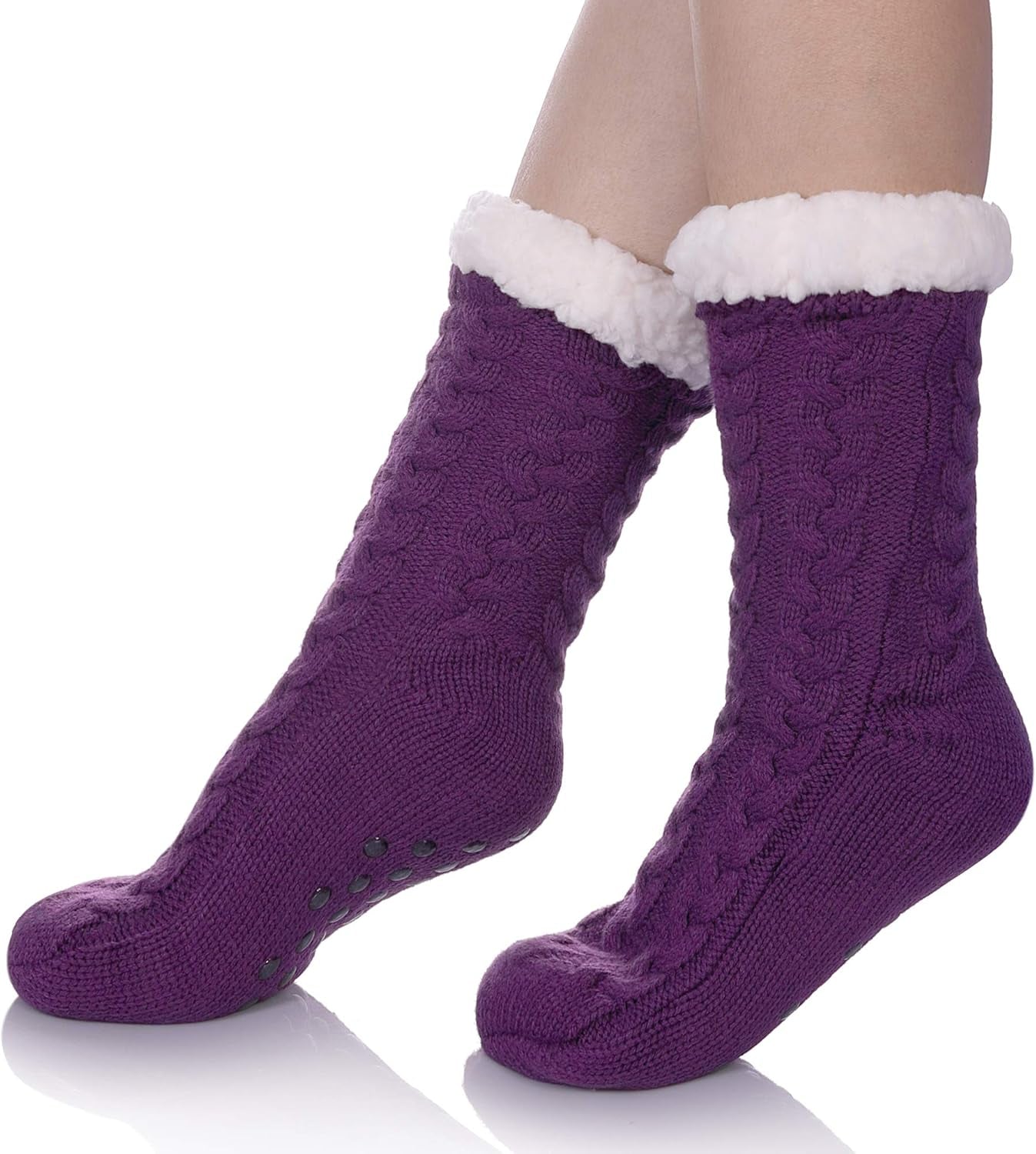 Women’s Fleece-Lined Non-Slip Slipper Socks – Warm & Cozy Winter Essential