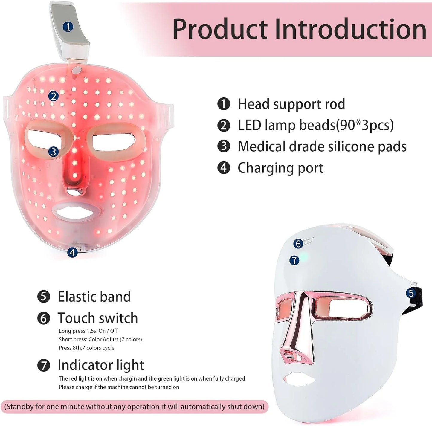 7-Color LED Light Therapy Facial Mask