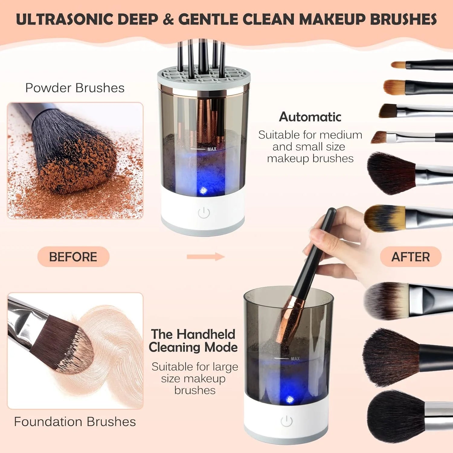 Automatic Makeup Brush Cleaner: Electric Spinner for All Brush Sizes