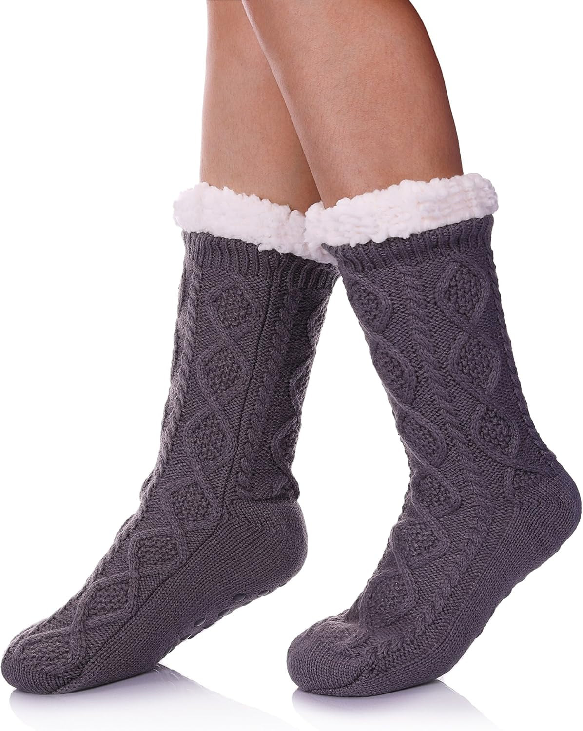 Women’s Fleece-Lined Non-Slip Slipper Socks – Warm & Cozy Winter Essential