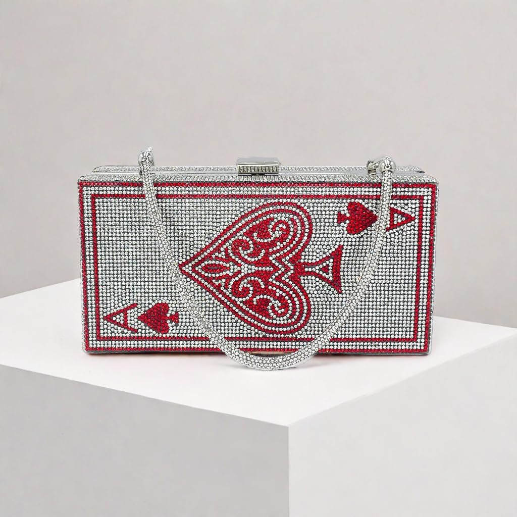 Rhinestone Poker Card Evening Clutch