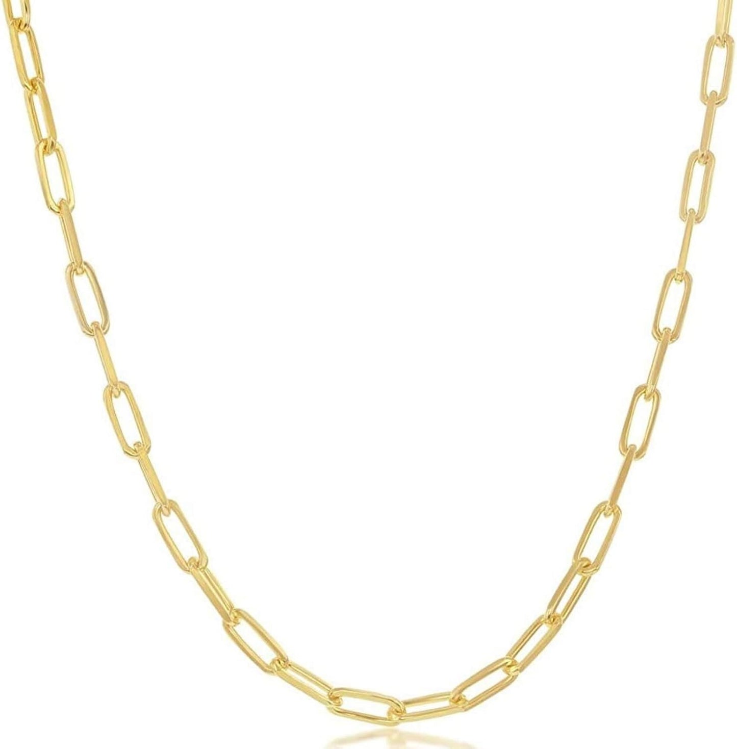 Paperclip Chain Necklaces for Women | Sterling Silver 14K Gold Plated | Women'S Trendy Layering Necklaces | Choose Width and Length | Fine Chain Necklaces Crafted in Italy