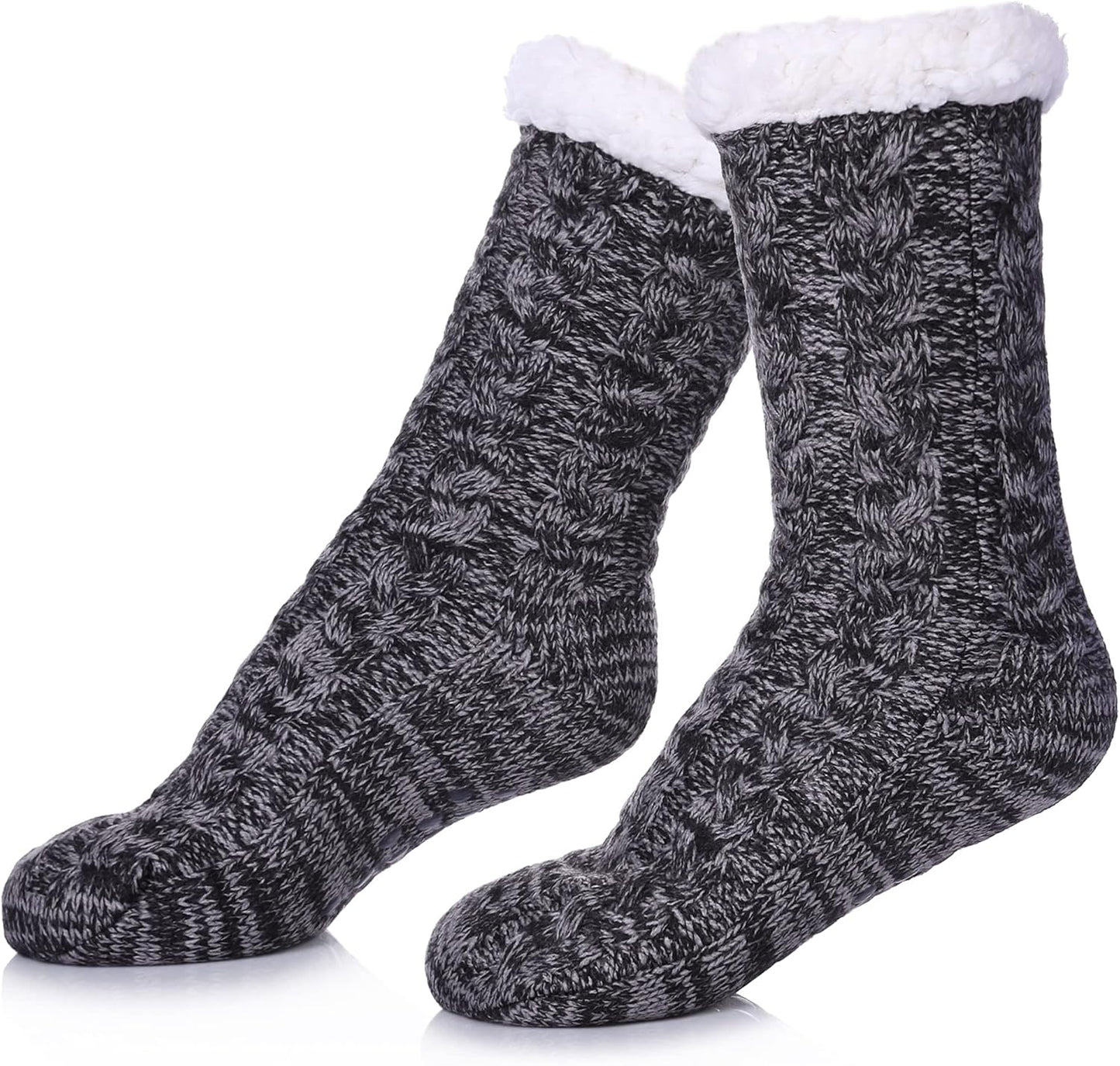 Women’s Fleece-Lined Non-Slip Slipper Socks – Warm & Cozy Winter Essential