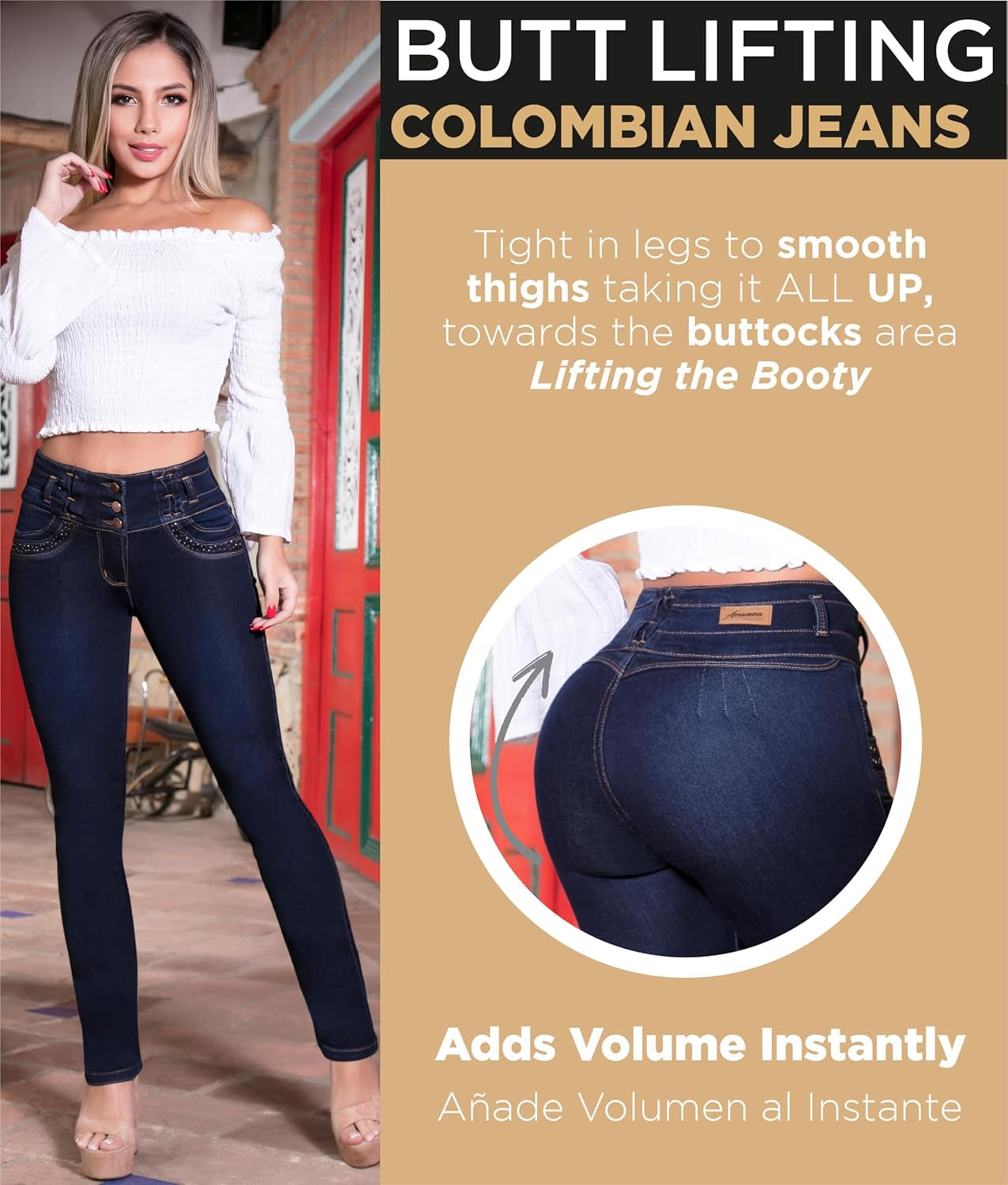 Colombian Butt-Lifting Pants | Women’s Butt Lift Jeans Straight Blue