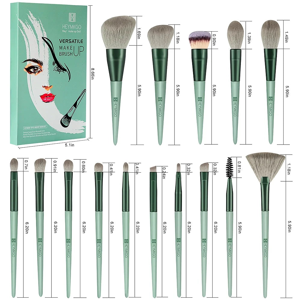 15-Piece Premium Makeup Brush Set with Synthetic Bristles