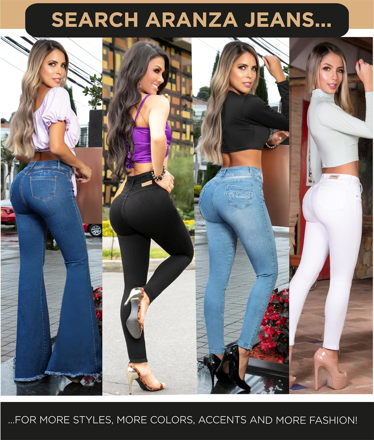 "High Waist Butt Lifting Colombian Stretch Jeans - Women's Skinny Jeans"