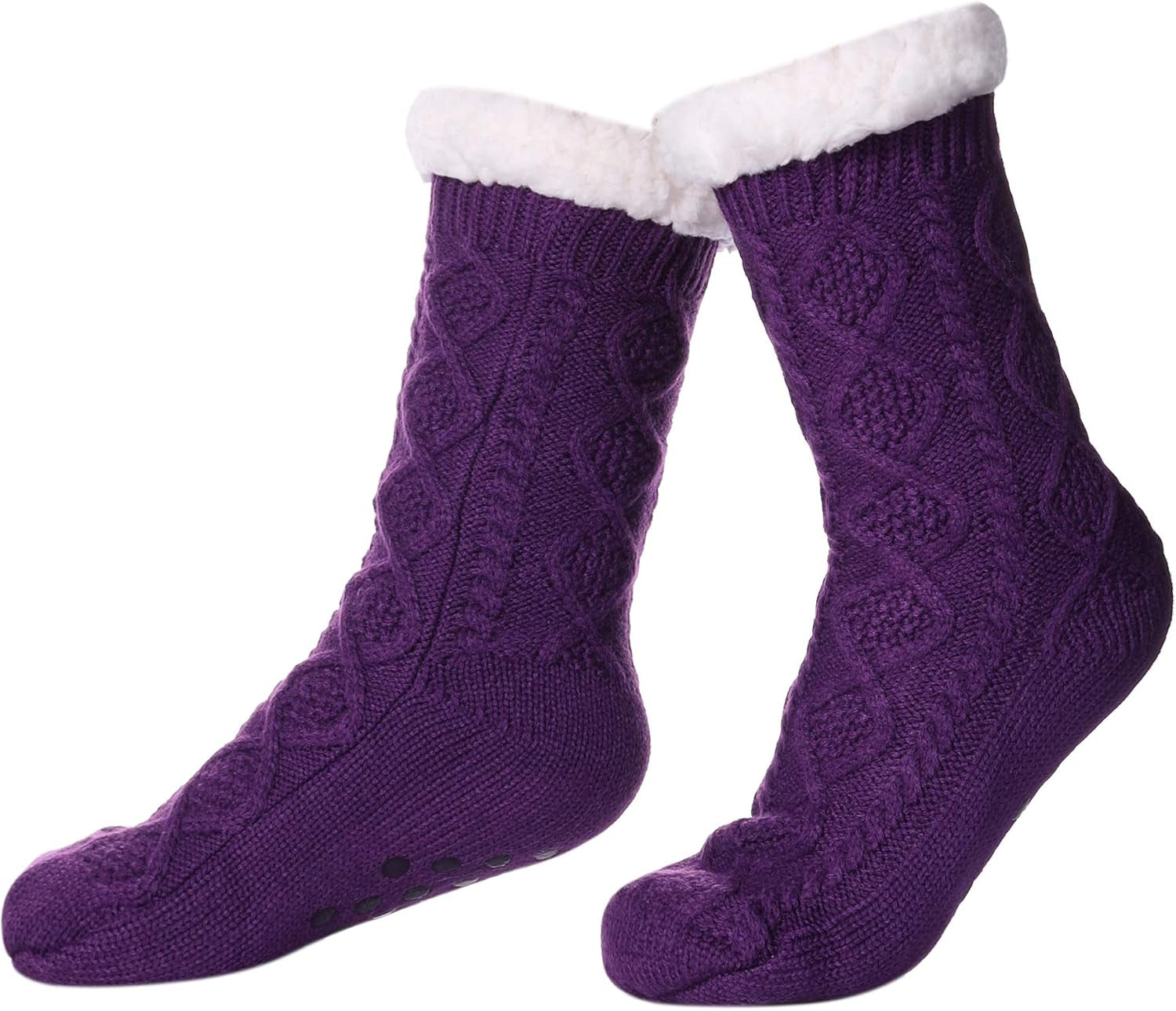 Women’s Fleece-Lined Non-Slip Slipper Socks – Warm & Cozy Winter Essential