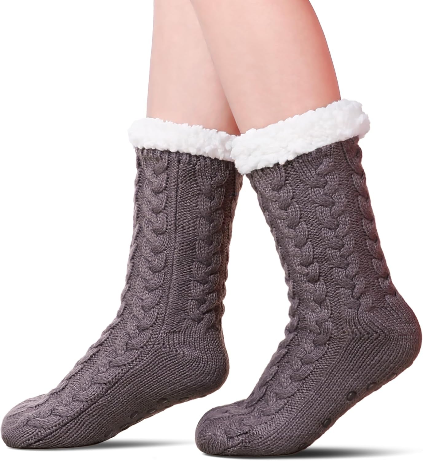 Women’s Fleece-Lined Non-Slip Slipper Socks – Warm & Cozy Winter Essential