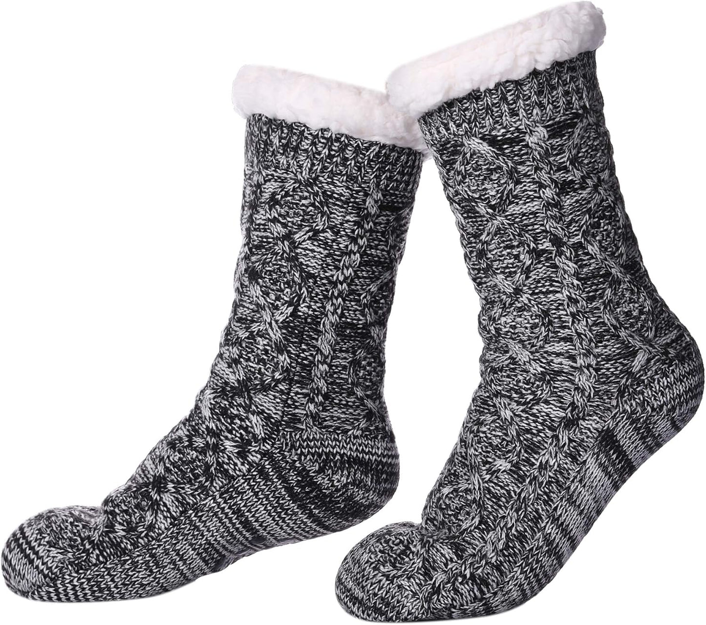 Women’s Fleece-Lined Non-Slip Slipper Socks – Warm & Cozy Winter Essential