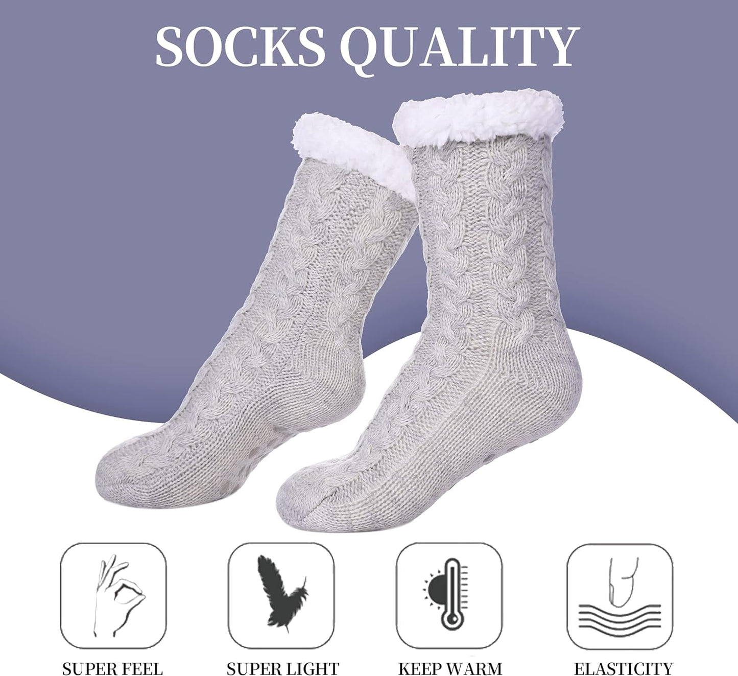 Women’s Fleece-Lined Non-Slip Slipper Socks – Warm & Cozy Winter Essential