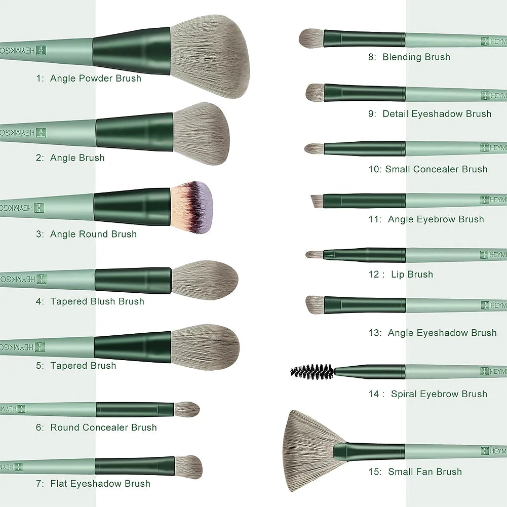 15-Piece Premium Makeup Brush Set with Synthetic Bristles