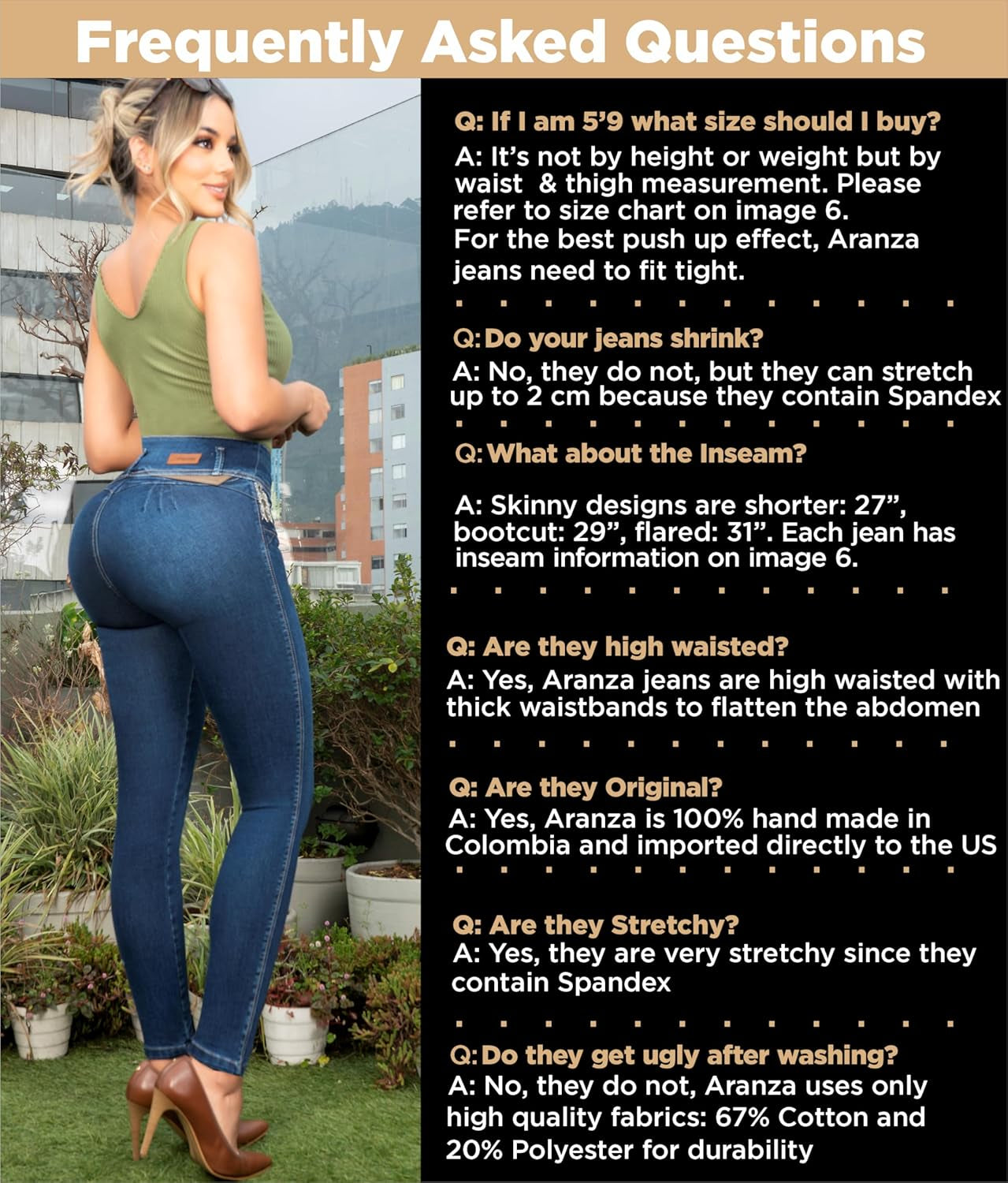 "High Waist Butt Lifting Colombian Stretch Jeans - Women's Skinny Jeans"