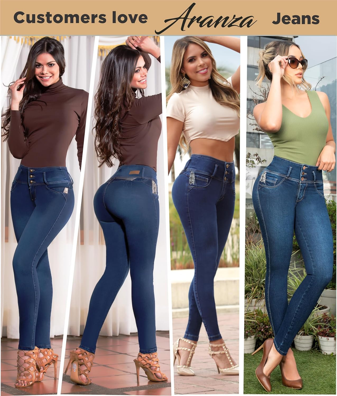 "High Waist Butt Lifting Colombian Stretch Jeans - Women's Skinny Jeans"