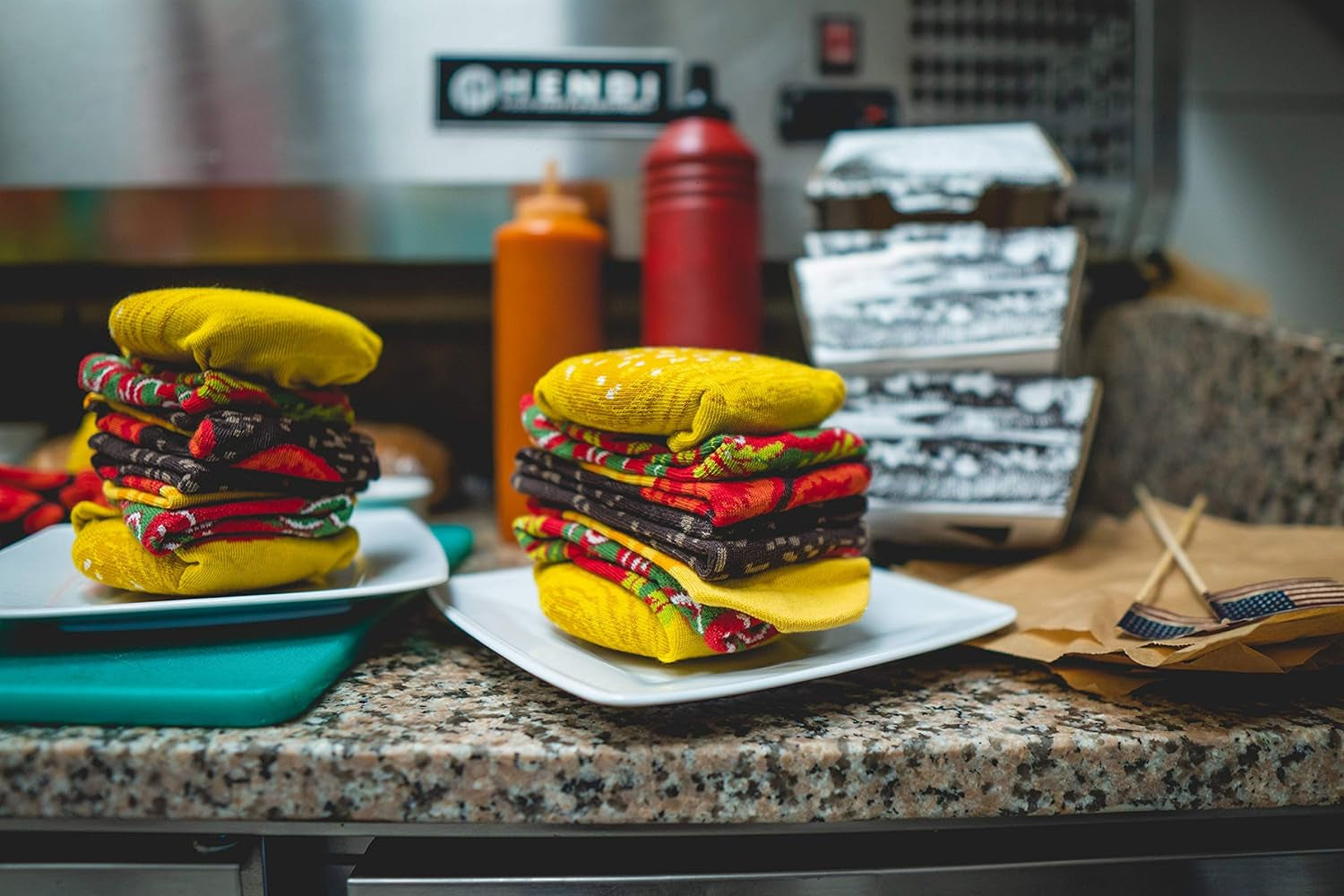 Burger-Themed Funny Socks Box – 2 Pairs for Men & Women