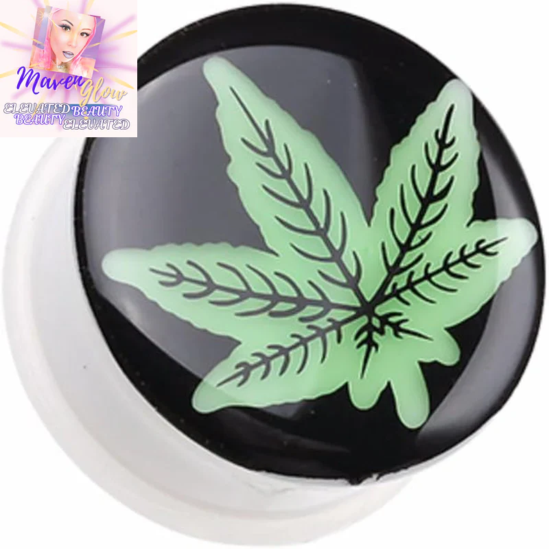 Glow in the Dark Leaf Ear Gauge Plug (Sold as Pairs)