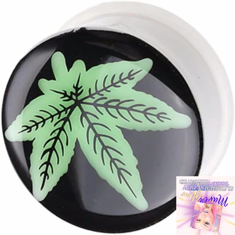 Glow in the Dark Leaf Ear Gauge Plug (Sold as Pairs)