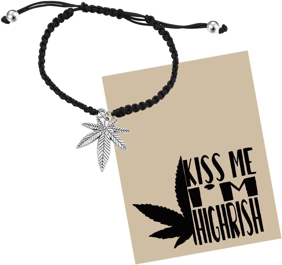 Cannabis Leaf Bracelet Cannabis Lover Gift Kiss Me I'M Highrish Cannabis Weed Bracelet Marijuana Gift Irish Wish Jewelry