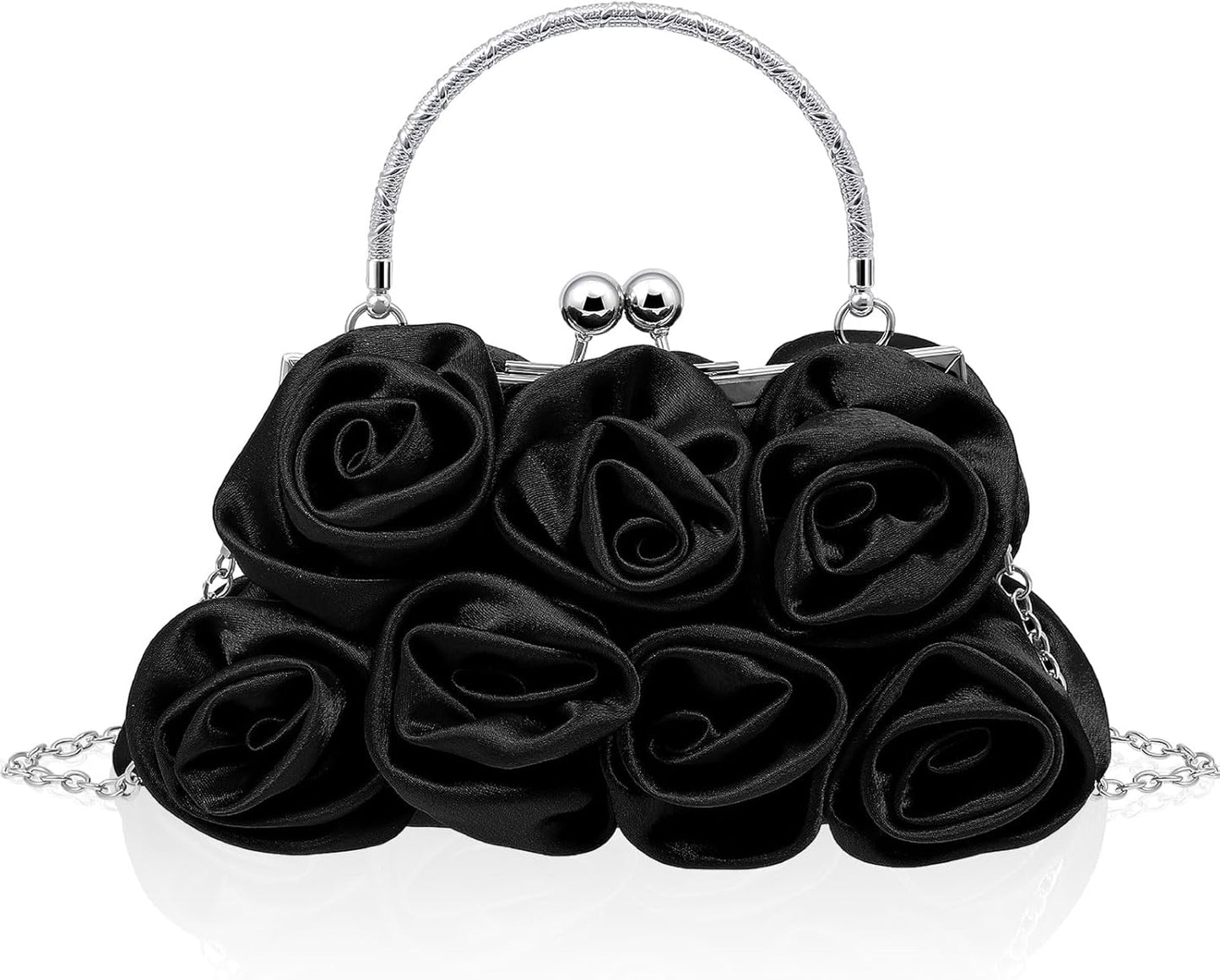 Women Roses Satin Clutches Purses Floral Evening Handbag Clutch Purses for Women Gift for Mom