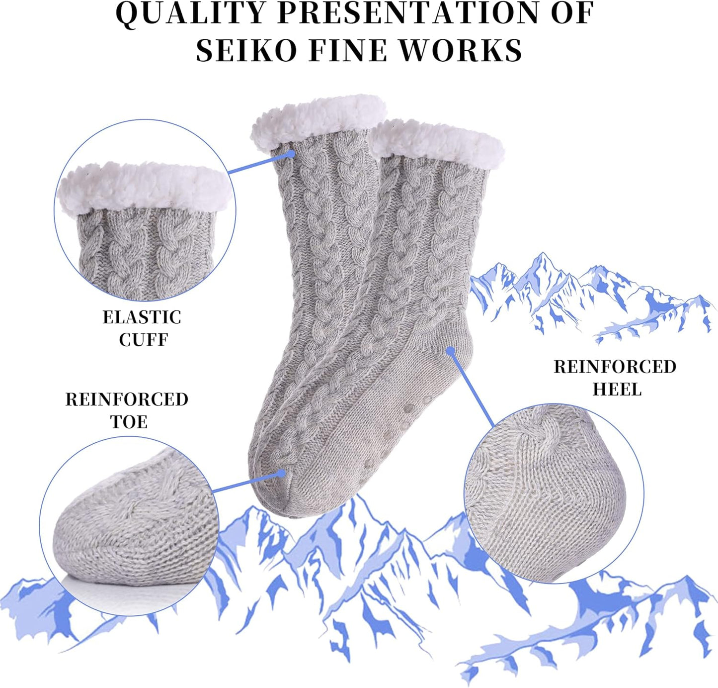 Women’s Fleece-Lined Non-Slip Slipper Socks – Warm & Cozy Winter Essential