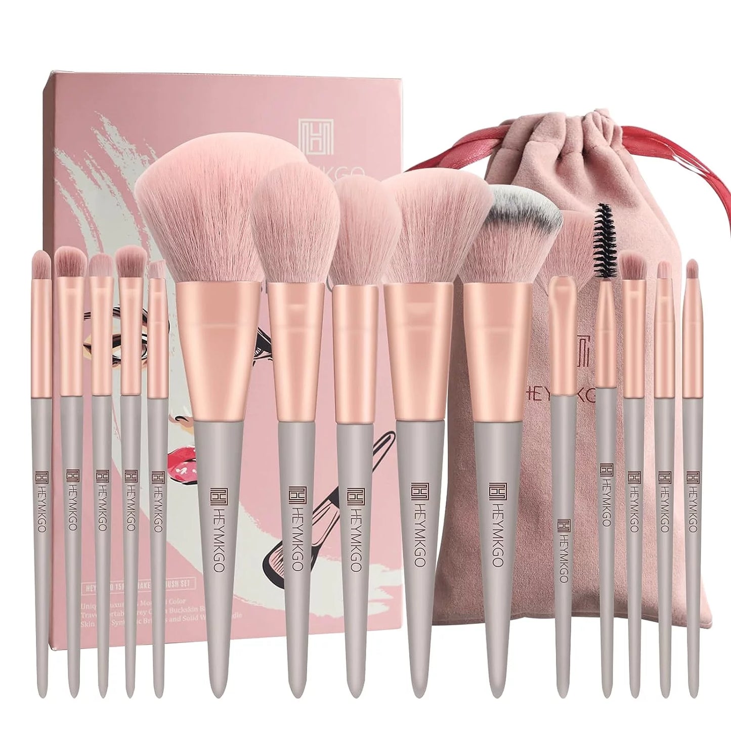 15-Piece Premium Makeup Brush Set with Synthetic Bristles