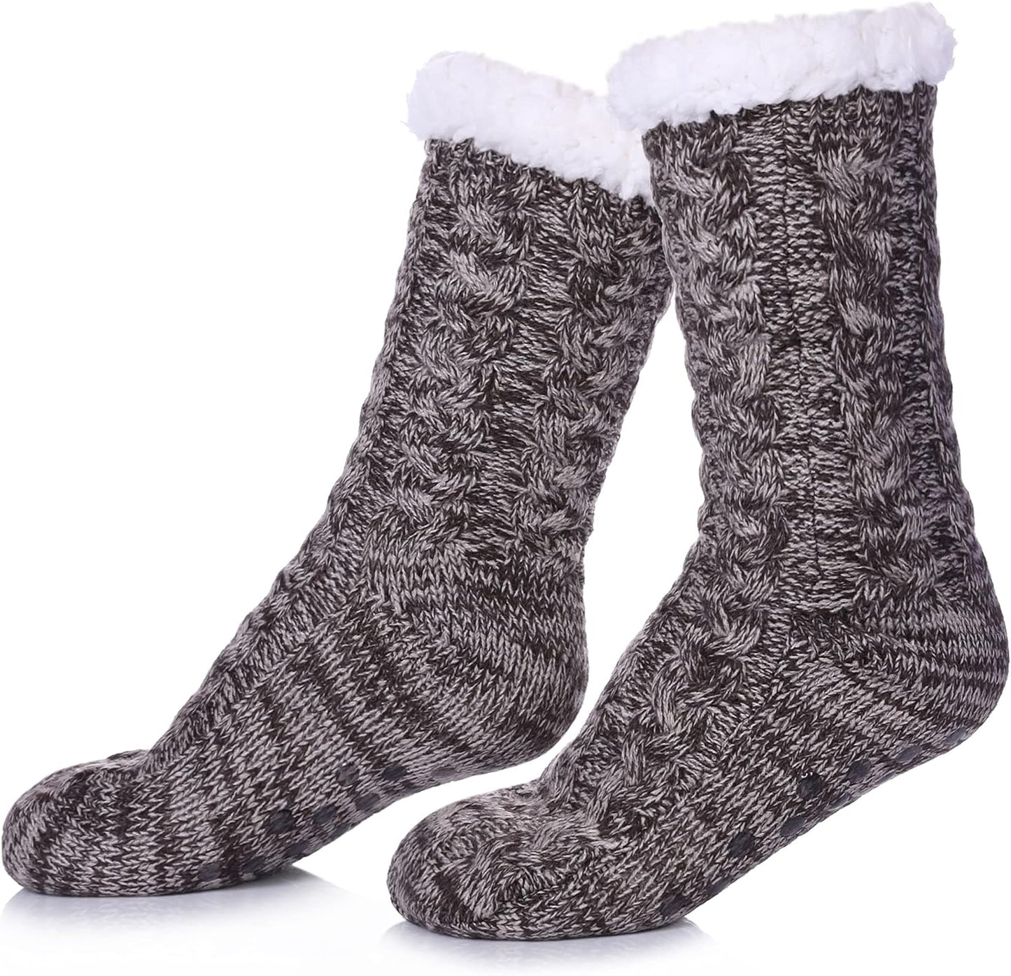 Women’s Fleece-Lined Non-Slip Slipper Socks – Warm & Cozy Winter Essential