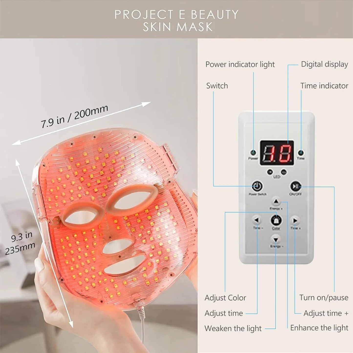 7-Color LED Light Therapy Face Mask