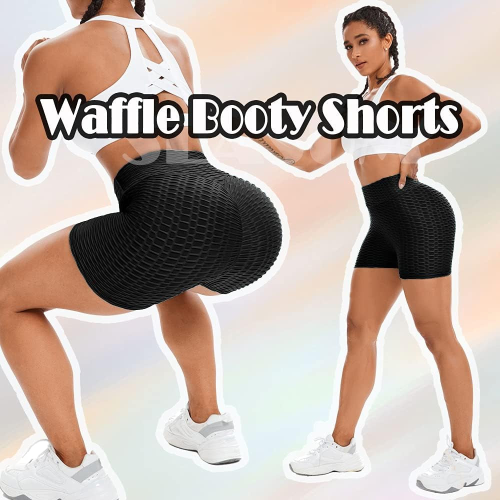 Women Workout Booty Shorts Scrunch Butt Lifting Yoga Shorts High Waist Sports Textured Leggings anti Cellulite