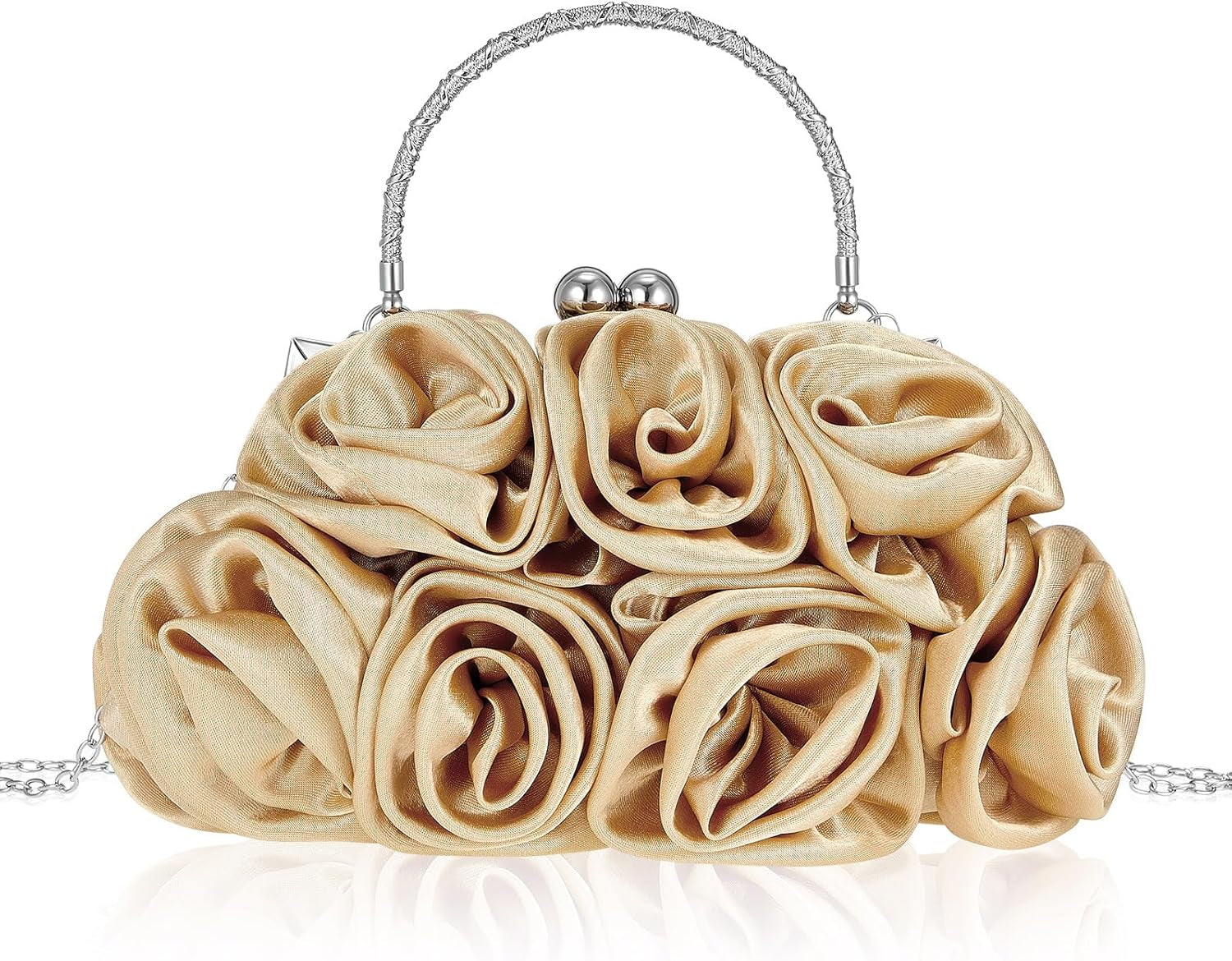 Women Roses Satin Clutches Purses Floral Evening Handbag Clutch Purses for Women Gift for Mom