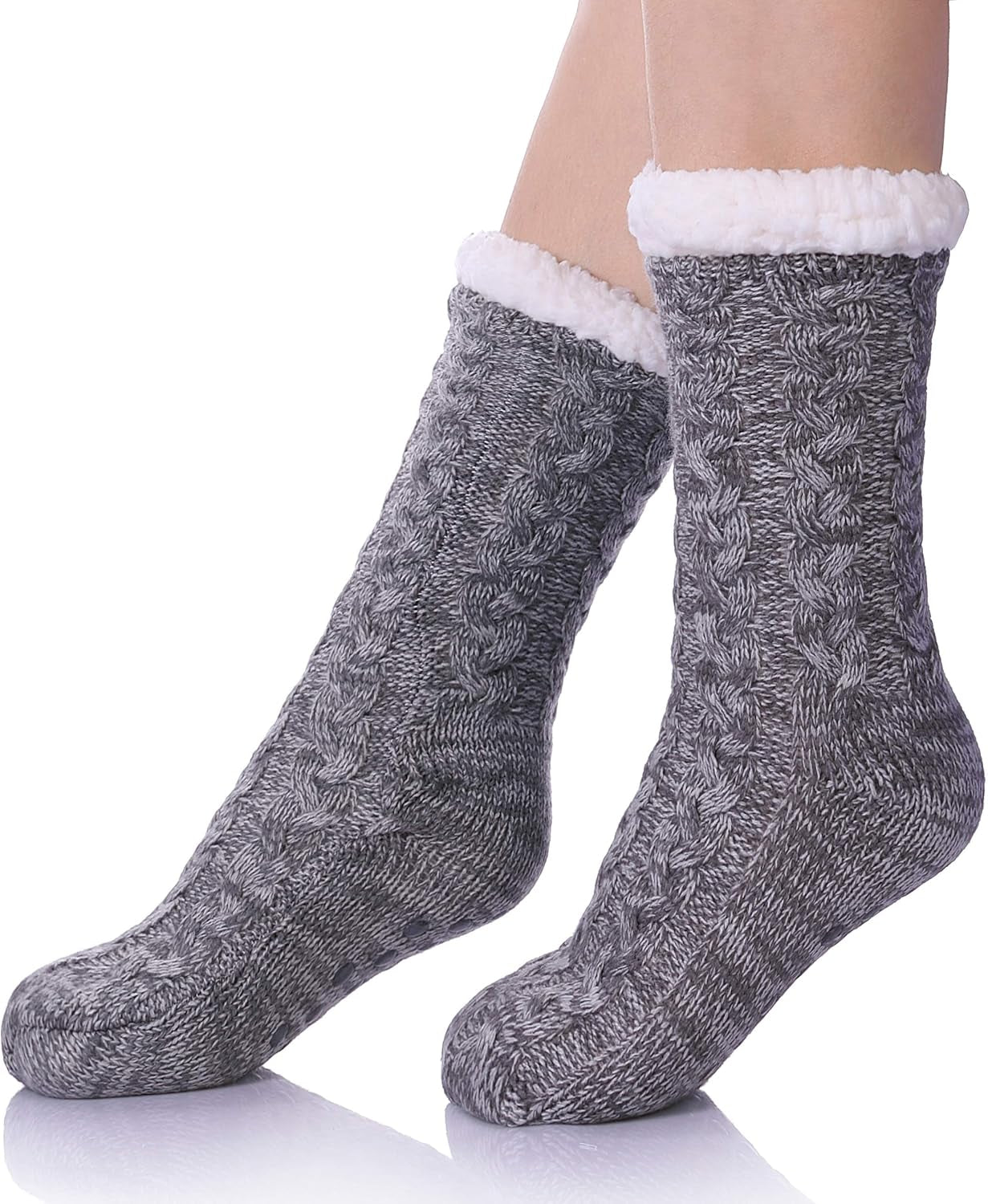 Women’s Fleece-Lined Non-Slip Slipper Socks – Warm & Cozy Winter Essential