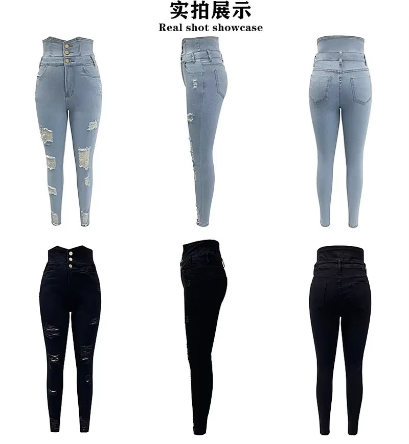 Women’s High-Waist Pencil Jeans – Bodycon Casual Denim Pants for Everyday Chic