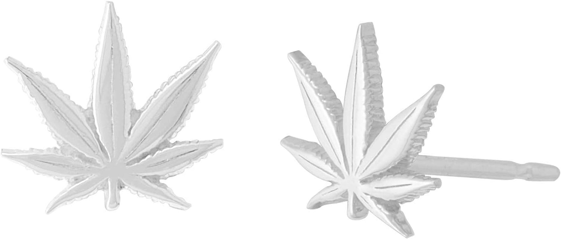 Jewlery Sterling Silver Marijuana Pot Weed Cannabis Leaf Stud Earrings